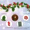 9 FT Red Berry Christmas Lighted Garland, Battery Operated Christmas Garland with Lights, Flexible Artificial Pre Lit Garland for Indoor Fireplace Christmas Holiday New Year Decoration, 2 Pack